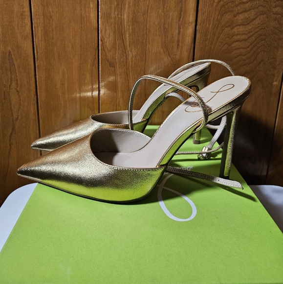 Sam Edelman Avril Gold Heels - Picture 1 of 6
